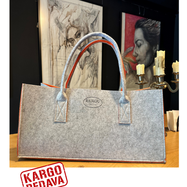 RAIKOU Alışveriş ve Plaj Çantası Gri / Turuncu