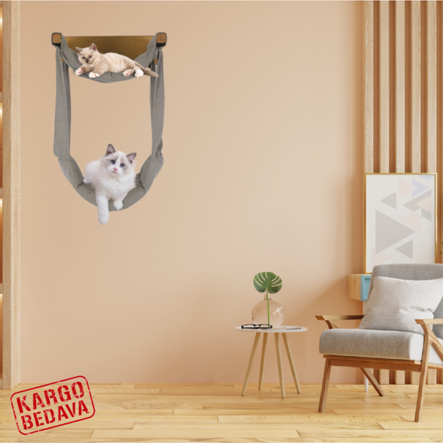 Kediler İçin 2 Katlı Duvar Hamağı