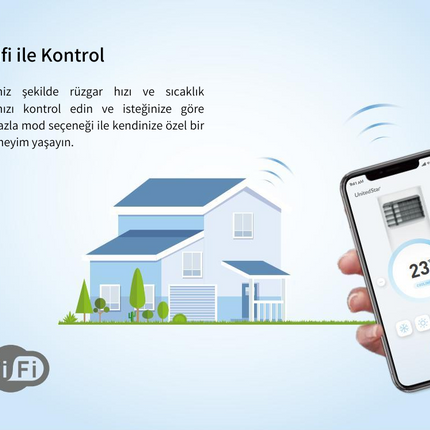 RAIKOU Taşınabilir WIFI Kontrollü Salon Tipi Klima Soğuk  Ayarlı Ayaklı Salon Kliması