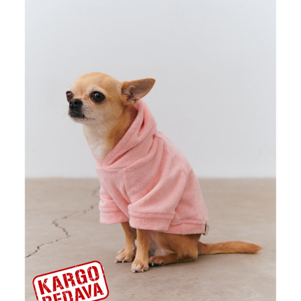 Köpek Havlu Hoodie - Pembe