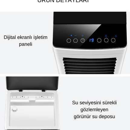 RAIKOU Uzaktan kumandalı Taşınabilir Salon Tipi Klima Su Soğutma  M232H01-Beyaz