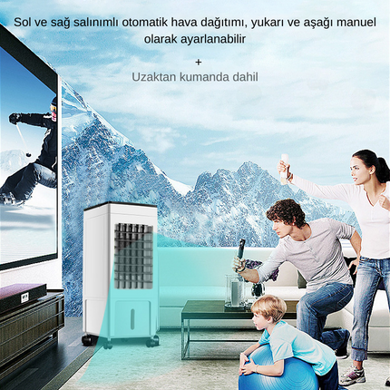 RAIKOU Uzaktan kumandalı Taşınabilir Salon Tipi Klima Su Soğutma  M232H01-Beyaz